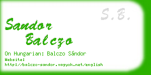 sandor balczo business card